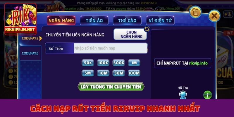 Cách nạp rút tiền Rikvip nhanh nhất